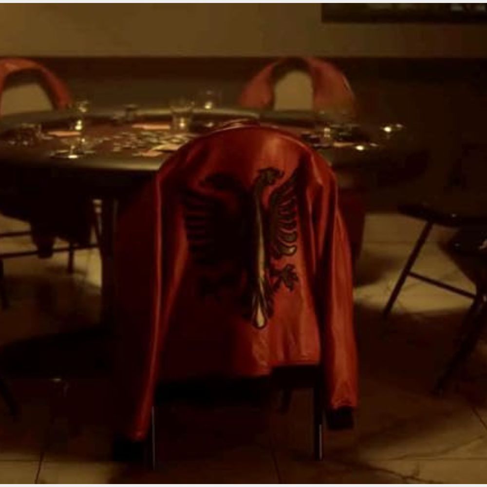 Drake Polar Opposites Albanian Flag Red Bomber Jacket - Mannequin View
