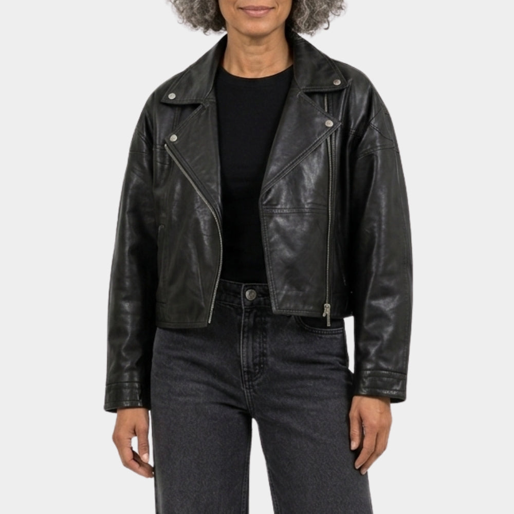 Drawn Together Ester Expósito Black Leather Jacket