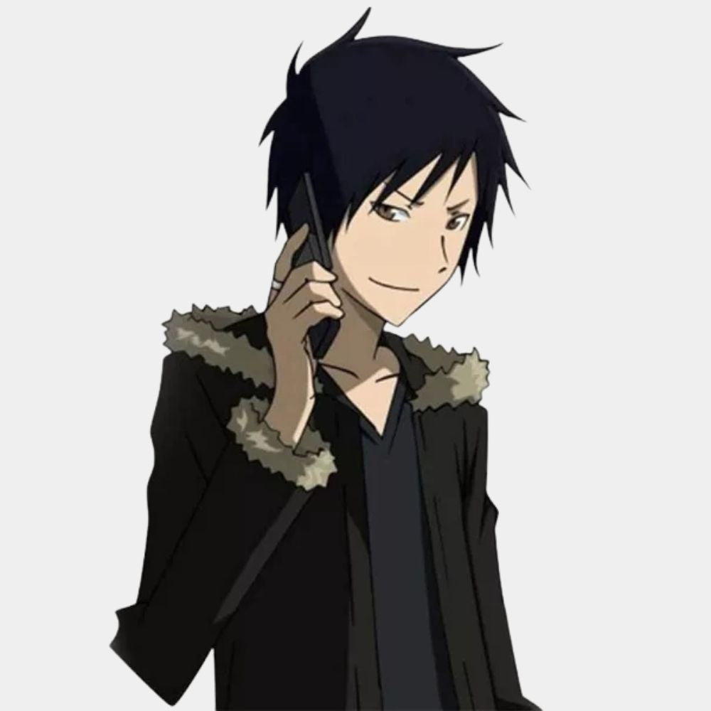 Durarara  Izaya Orihara Black Hooded Fur Jacket - Character Front View