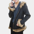 Durarara  Izaya Orihara Black Hooded Fur Jacket - Front View