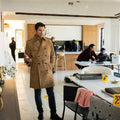 Dylan McDermott  FBI Most Wanted S04 Ep19 Remy Scott Tan Suede Leather Trench Coat - Front View