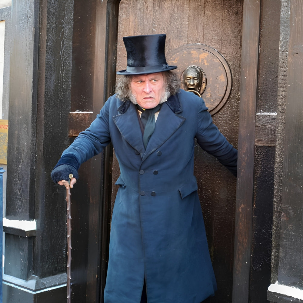 Ebenezer A Christmas Carol Johnny Depp Blue Overcoat