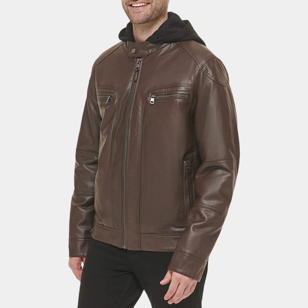 El Camino Jesse Pinkman Leather Jacket with Detachable Hood - Side View