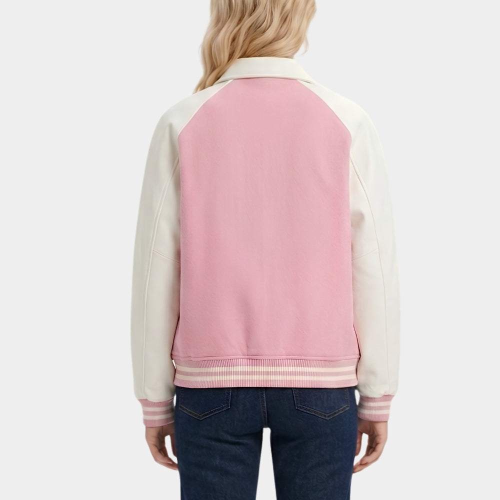 Elle Lexi Minetree Pink Varsity Jacket