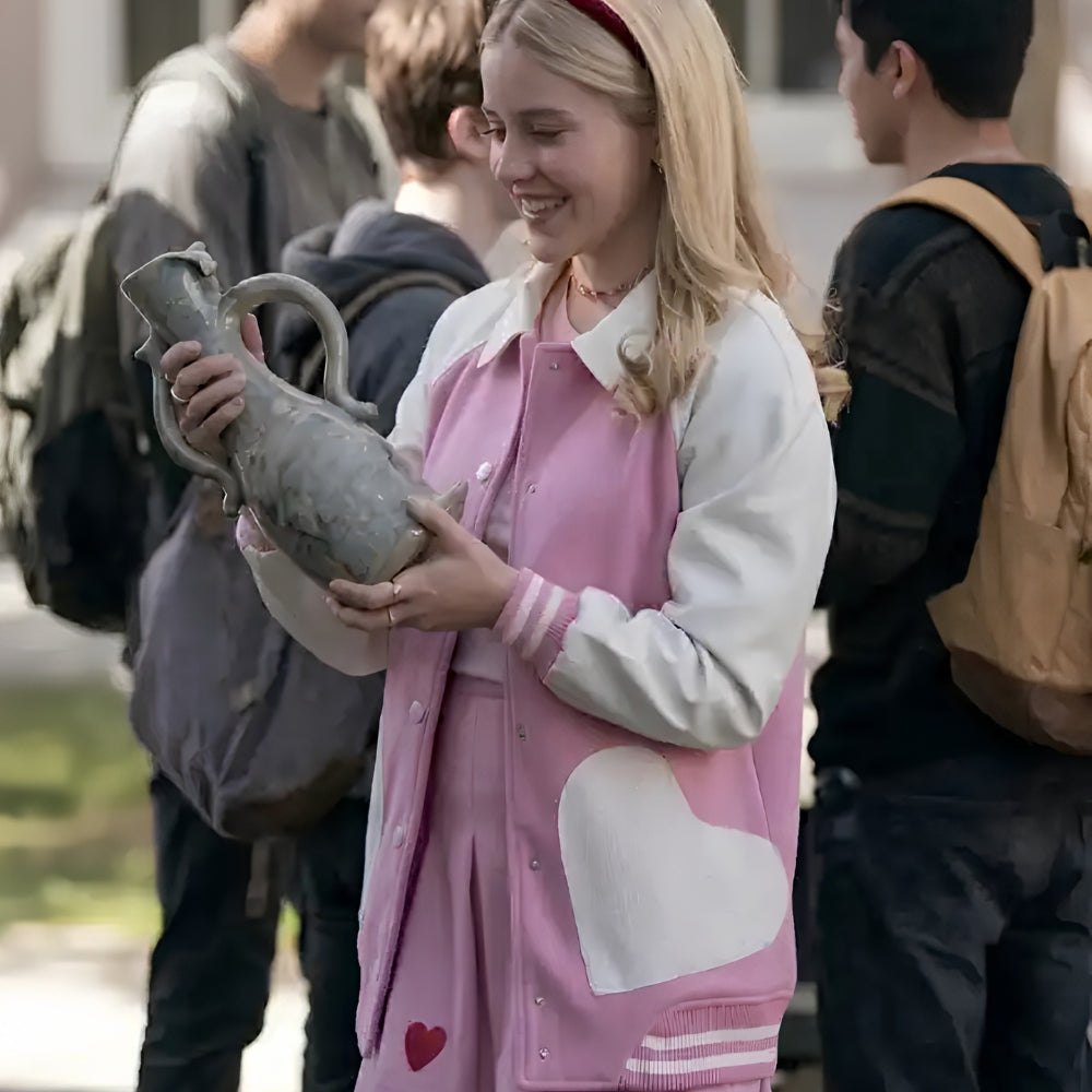 Elle Lexi Minetree Pink Varsity Jacket