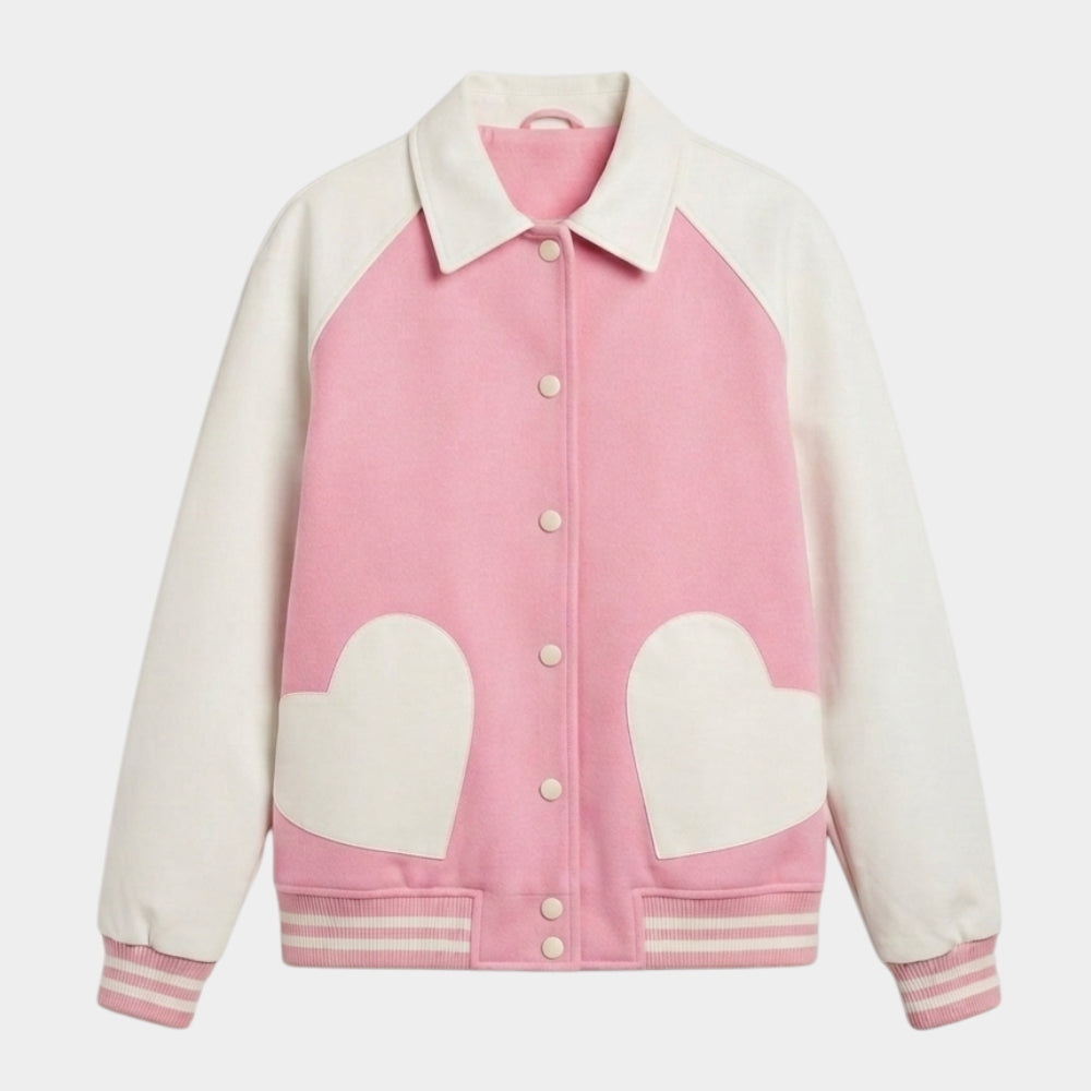 Elle Lexi Minetree Pink Varsity Jacket