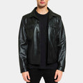 Elvis Presley Black Leather Trucker Jacket - Front View