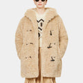 Emily In Rome Lily Collins aka Emily Cooper Faux Shearling Duffle Coat - Front View