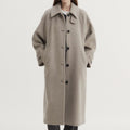 Emily Wright I, Jack Wright Ruby Serkis Beige Wool Coat - Front View