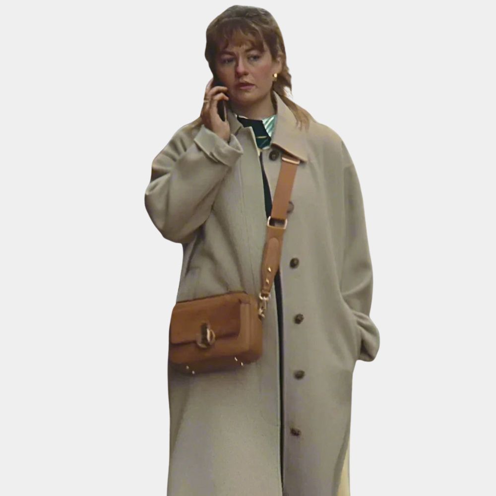Emily Wright I, Jack Wright Ruby Serkis Beige Wool Coat - Side Pose View