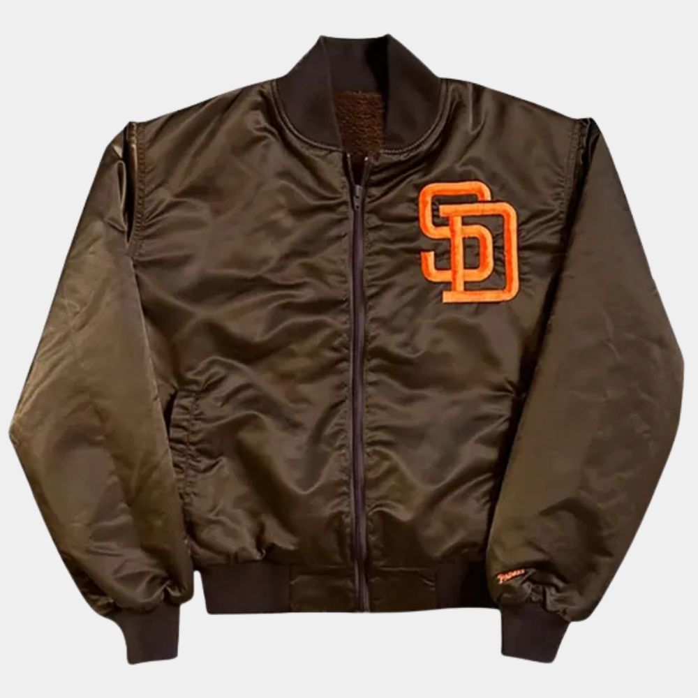 Emma Stone  San Diego Padres Brown Jacket - Mannequin Front View
