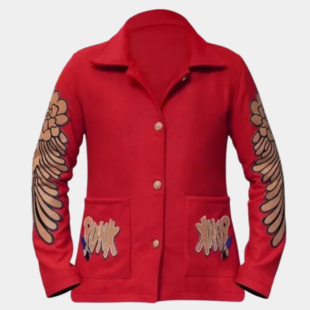 Evelyn Wang  Everything Everywhere All at Once Michelle Yeoh Red Jacket - Mannequin Front View