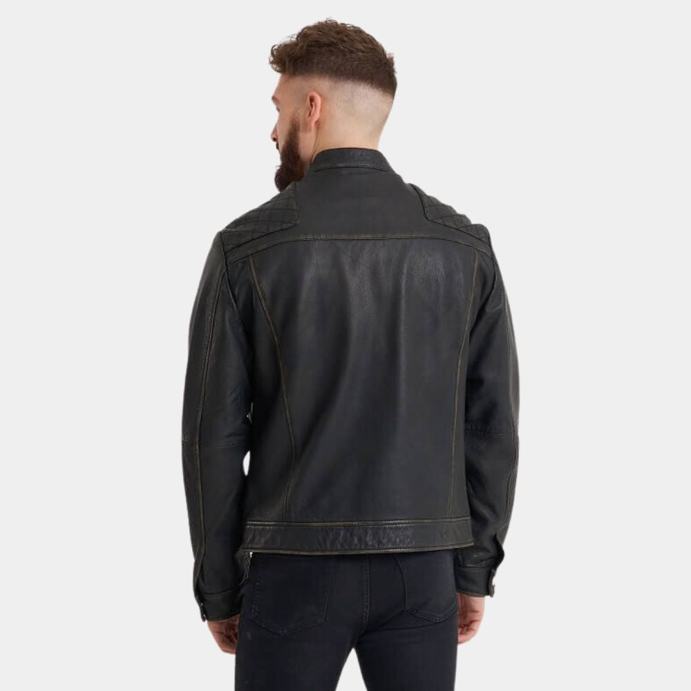 Expandable 4 Jason Statham Leather Jacket - Back View