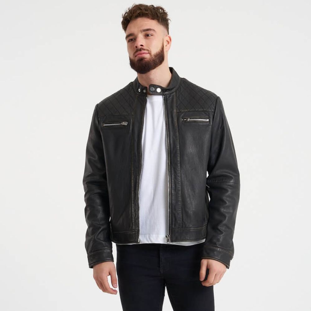 Expandable 4 Jason Statham Leather Jacket - Front View