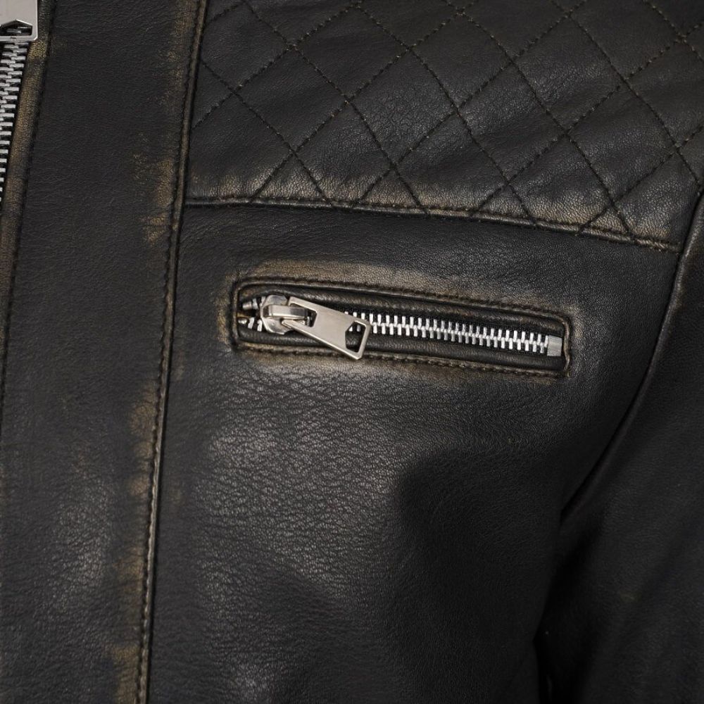 Expandable 4 Jason Statham Leather Jacket - Pocket Close - Up View