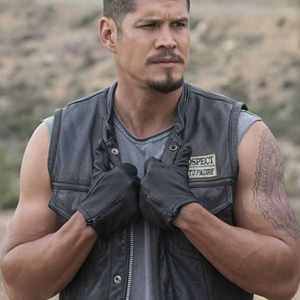 Ezekiel Reyes Mayans MC Leather Vest - Character Front View