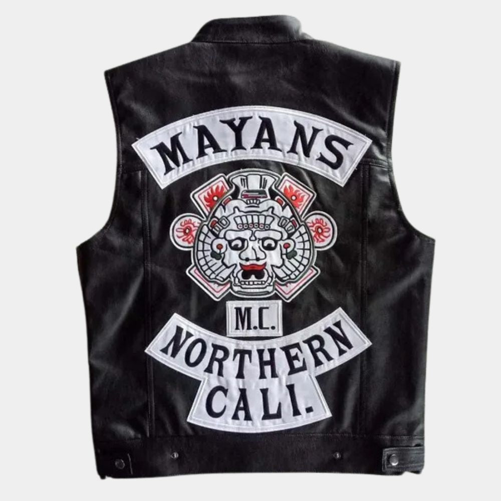 Ezekiel Reyes Mayans MC Leather Vest - Mannequin Back View