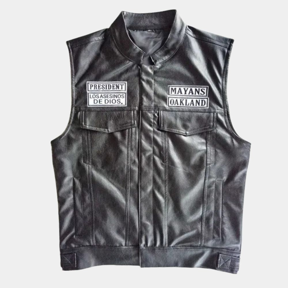 Ezekiel Reyes Mayans MC Leather Vest - Mannequin Front Posture View
