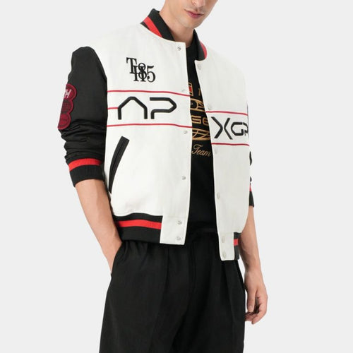 F1:The Movie   Damson Idris APXGP Graphic Varsity White Jacket - Front View