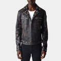 Fallout 3  Tunnel Snakes Black Distressed Leather Jacket - Front View
