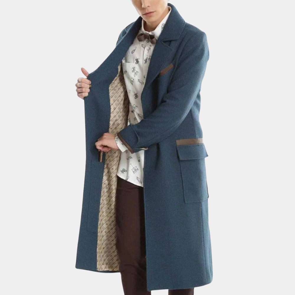 Fantastic Beasts  Newt Scamander aka Eddie Redmayne Teal Coat - Inner Front View