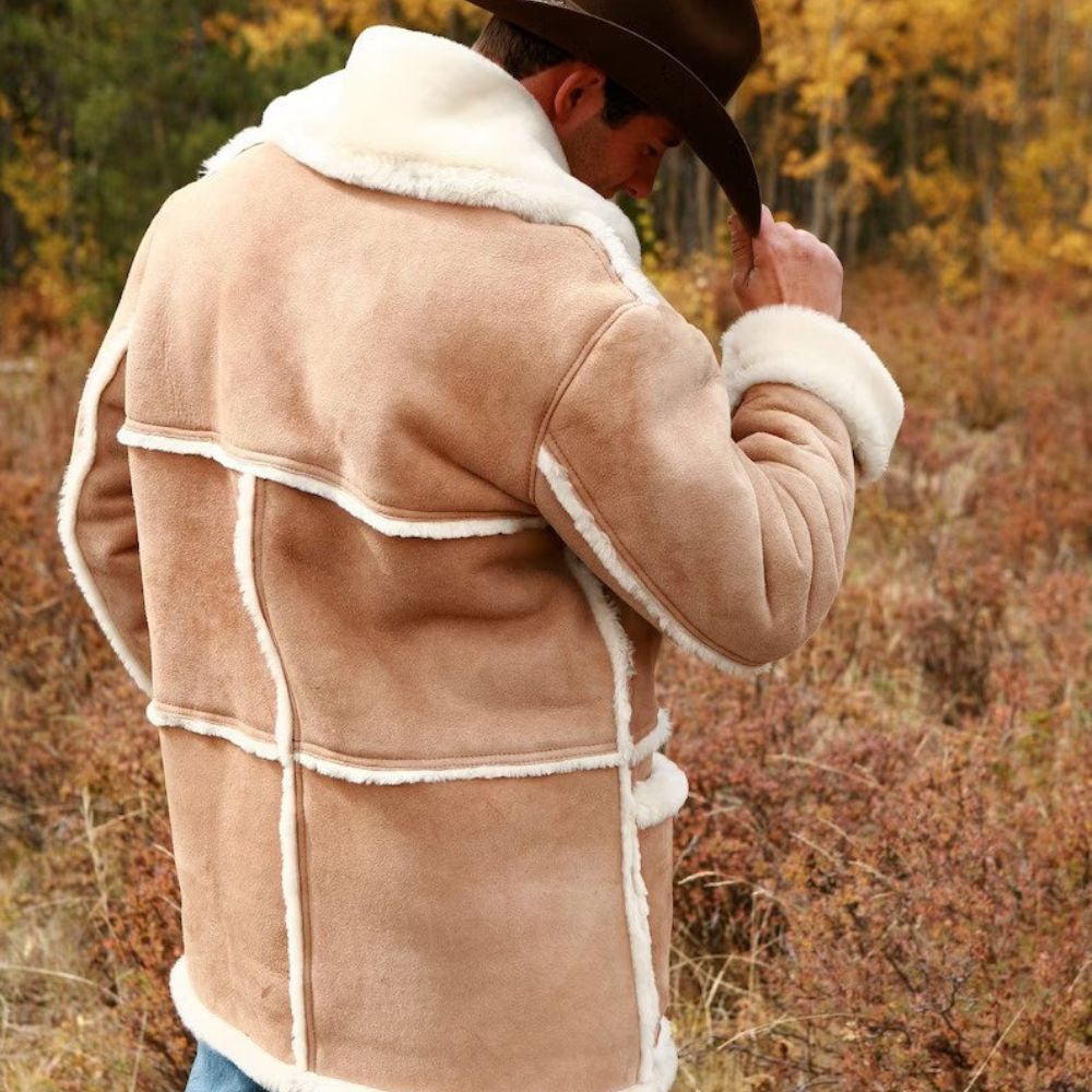 Fargo S05 Sheriff Roy Tillman Tan Suede Leather Coat for Men - Back View