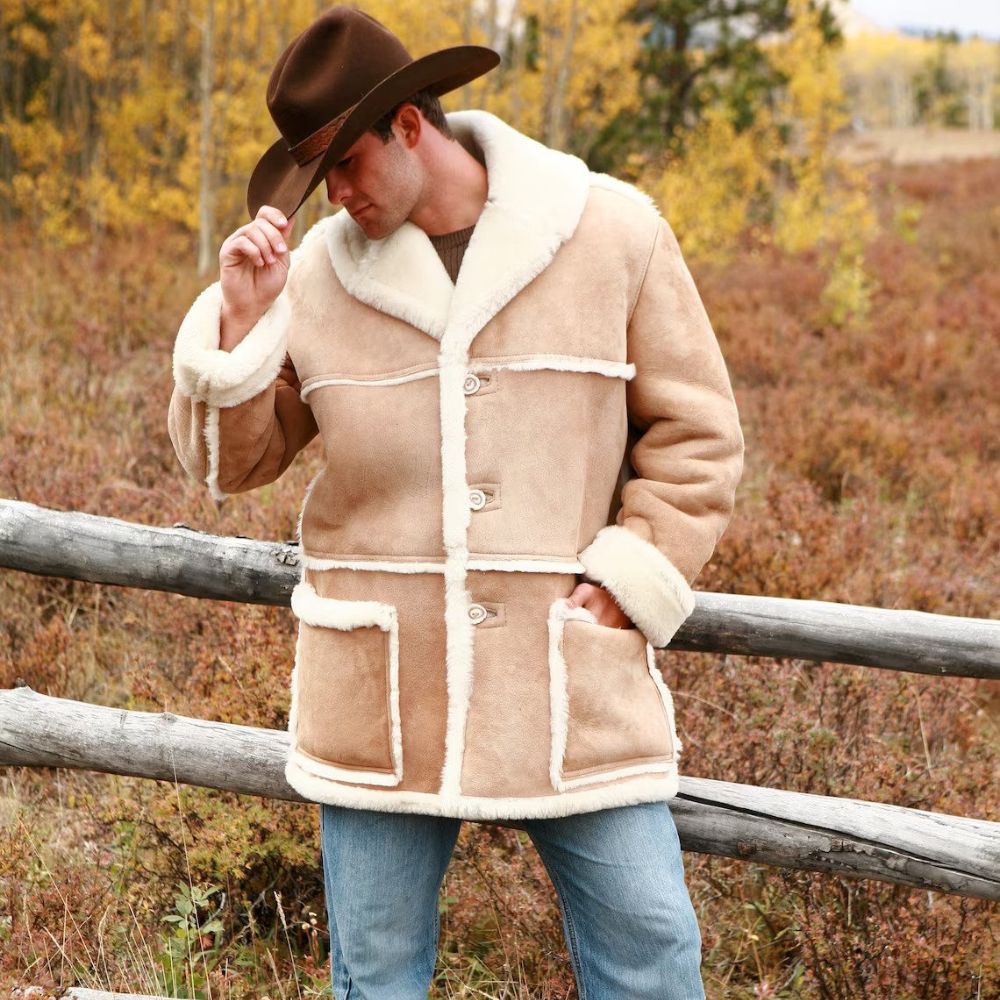 Fargo S05 Sheriff Roy Tillman Tan Suede Leather Coat for Men - Front View