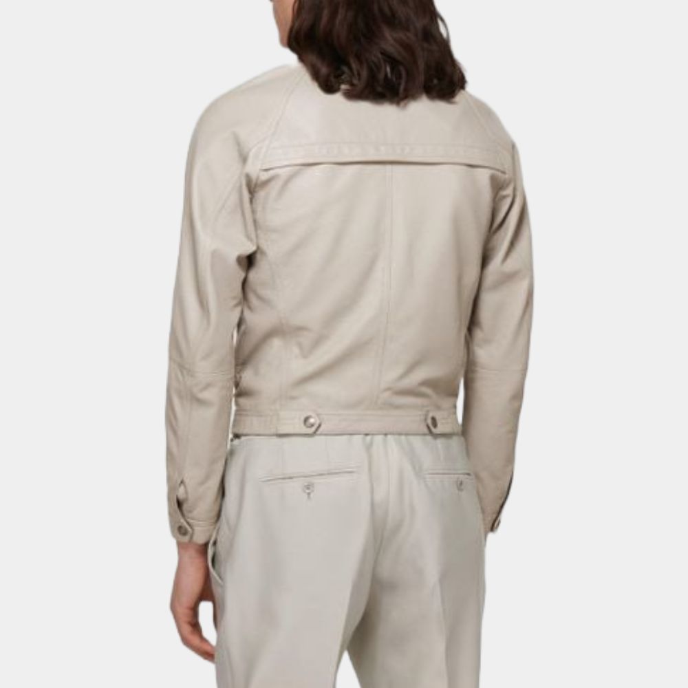 Fast 10 Deckard Shaw Leather Biker Jacket - Back View