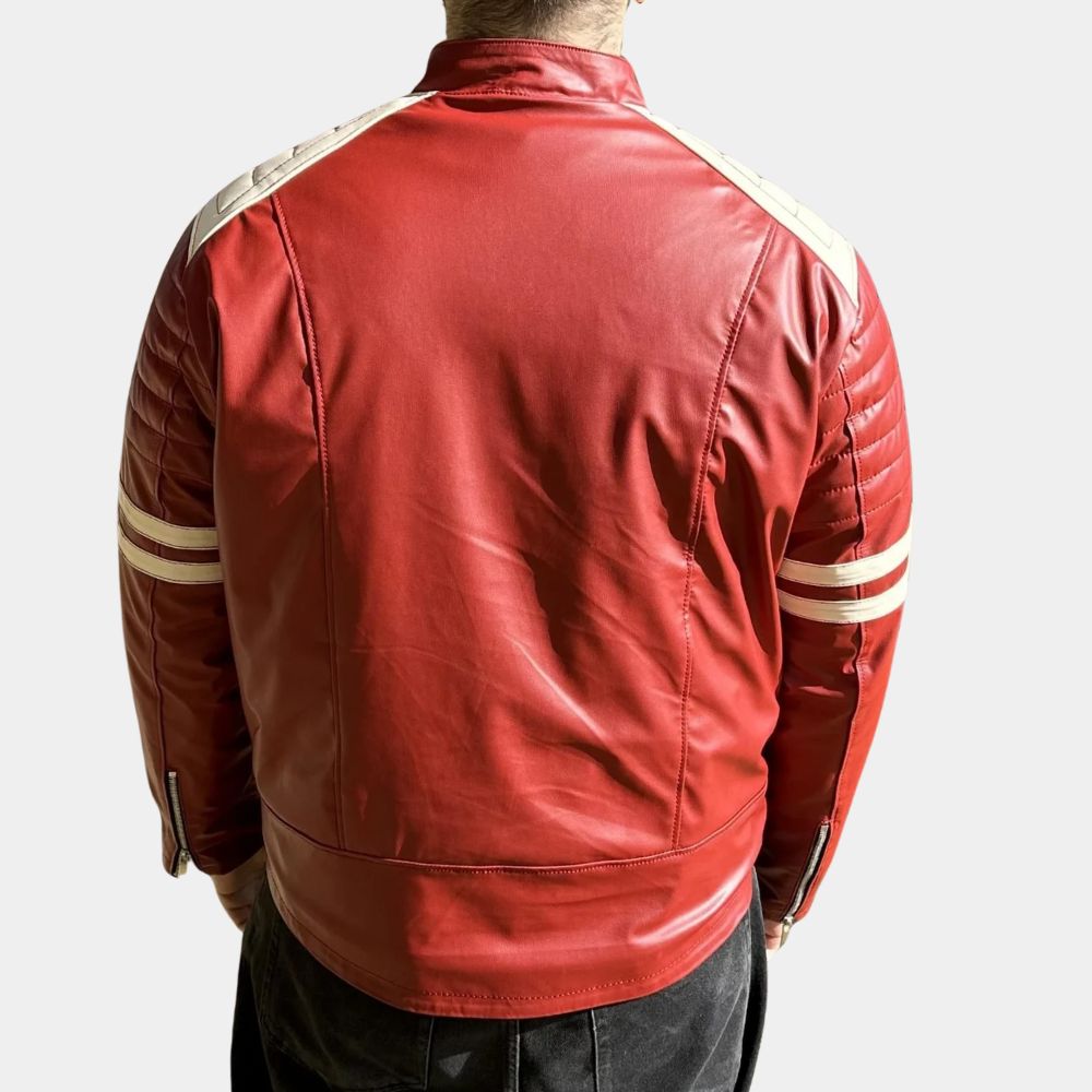 Fight Club  Tyler Durden Project Mayhem Real Leather Jacket - Back View