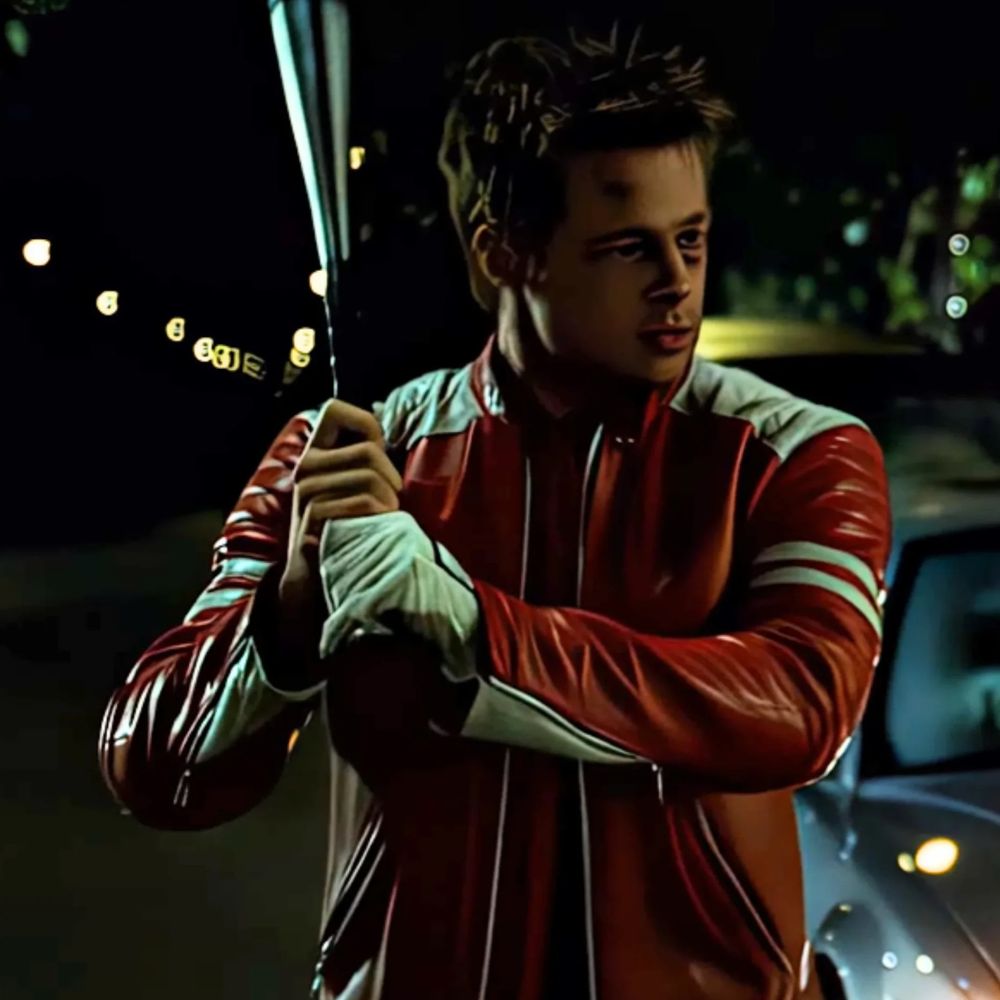 Fight Club  Tyler Durden Project Mayhem Real Leather Jacket - Character Front View