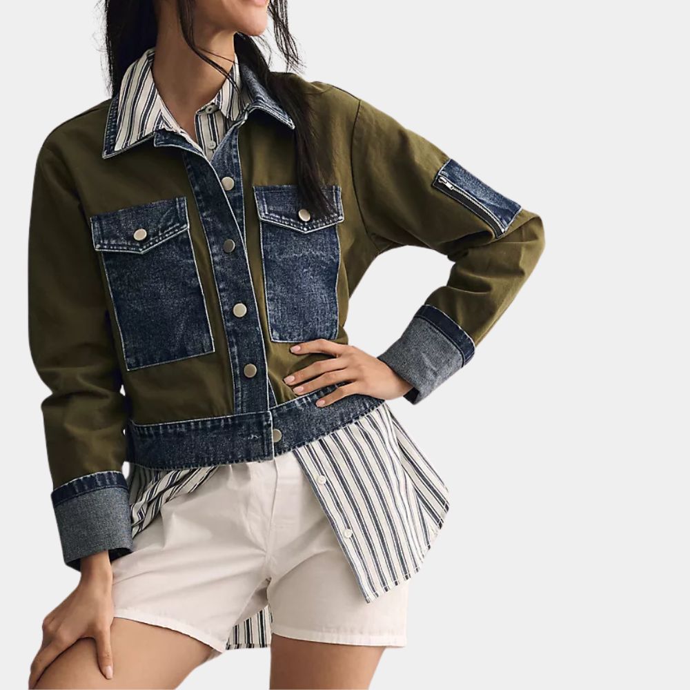 Final Destination Bloodlines Stefani Lewis Green & Blue Colorblock Jacket - Front View