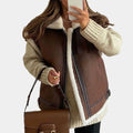 Fiona Brown Aviator Leather Faux Shearling Gilet - Front View