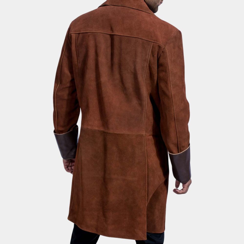Firefly Malcolm Suede Leather Trench Coat - Back View