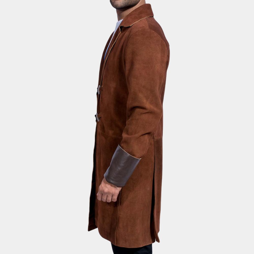 Firefly Malcolm Suede Leather Trench Coat - Side View