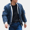Flight Crew  Starfield Video Game Blue Bomber Jacket - Front View
