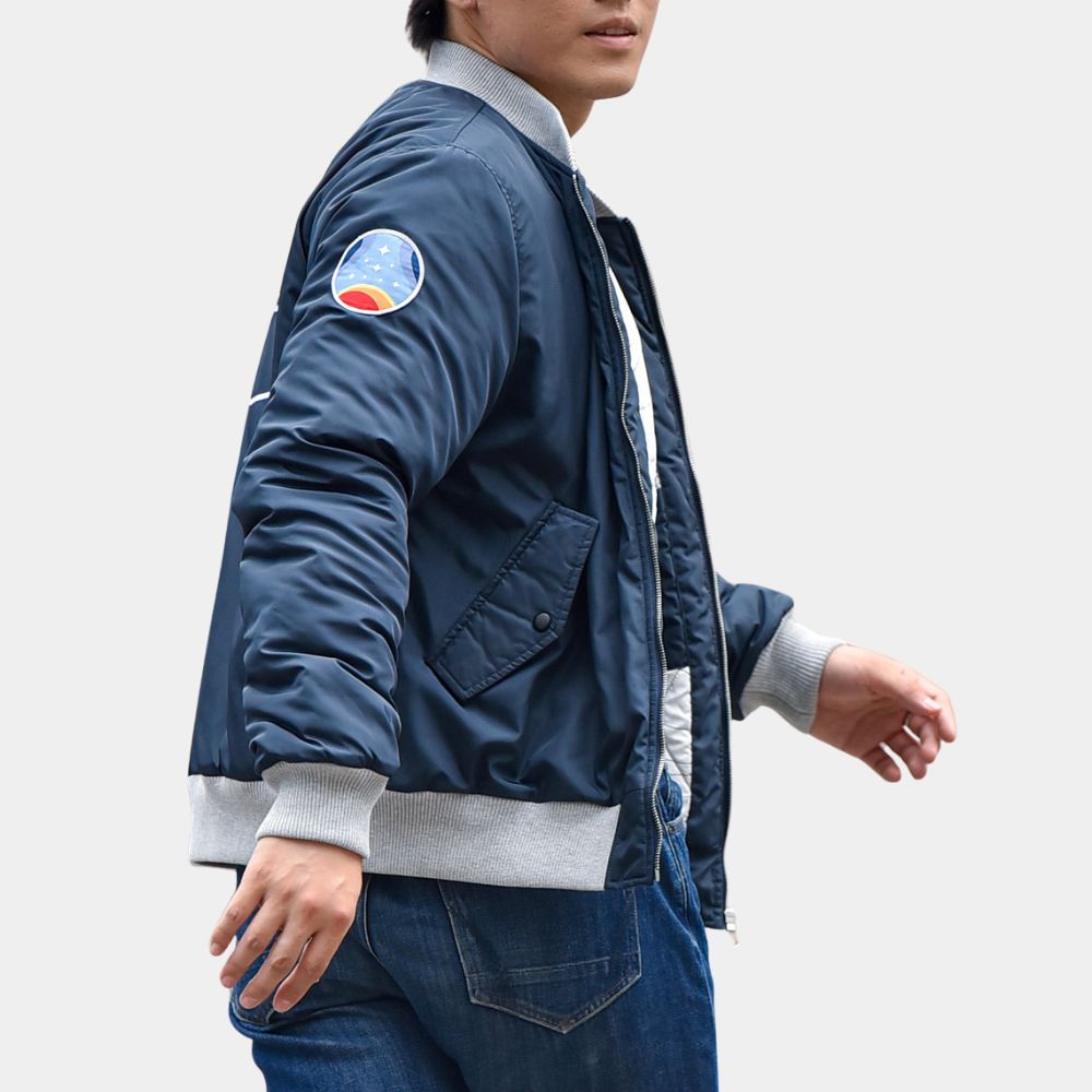 Flight Crew  Starfield Video Game Blue Bomber Jacket - Side View
