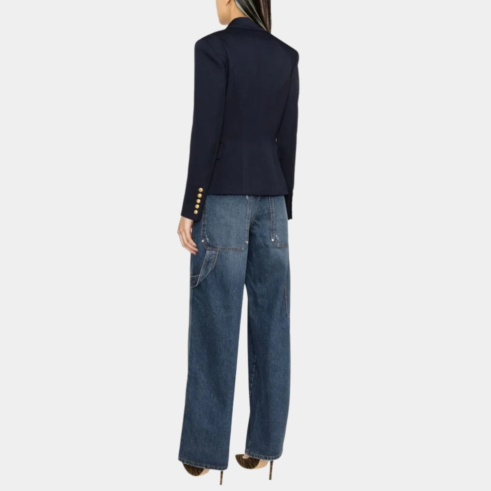 Formal Blazer Women's Blue Double Breasted Blazer - Back View