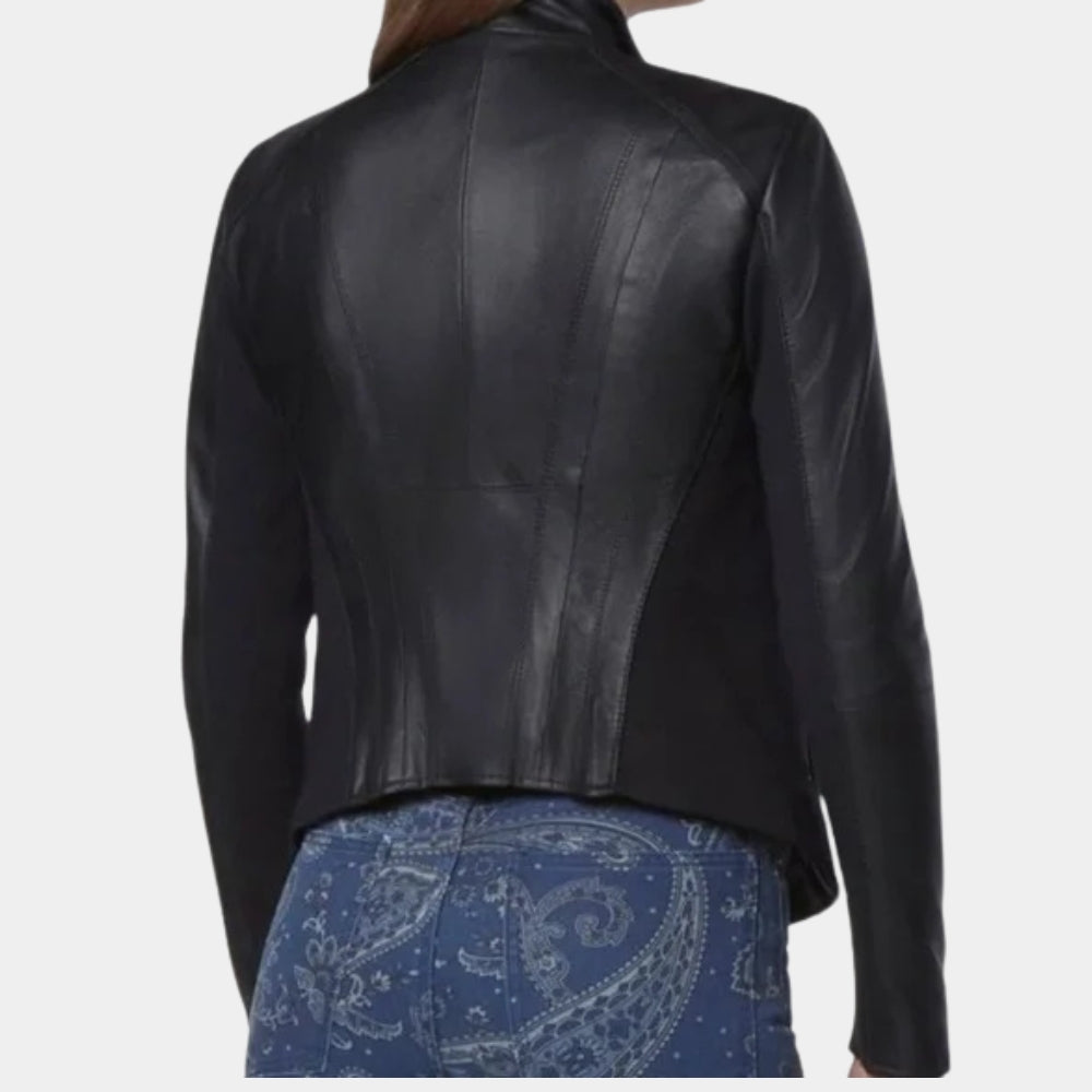 Formal Jacket&nbsp; Women's Black Leather Jacket - Back View