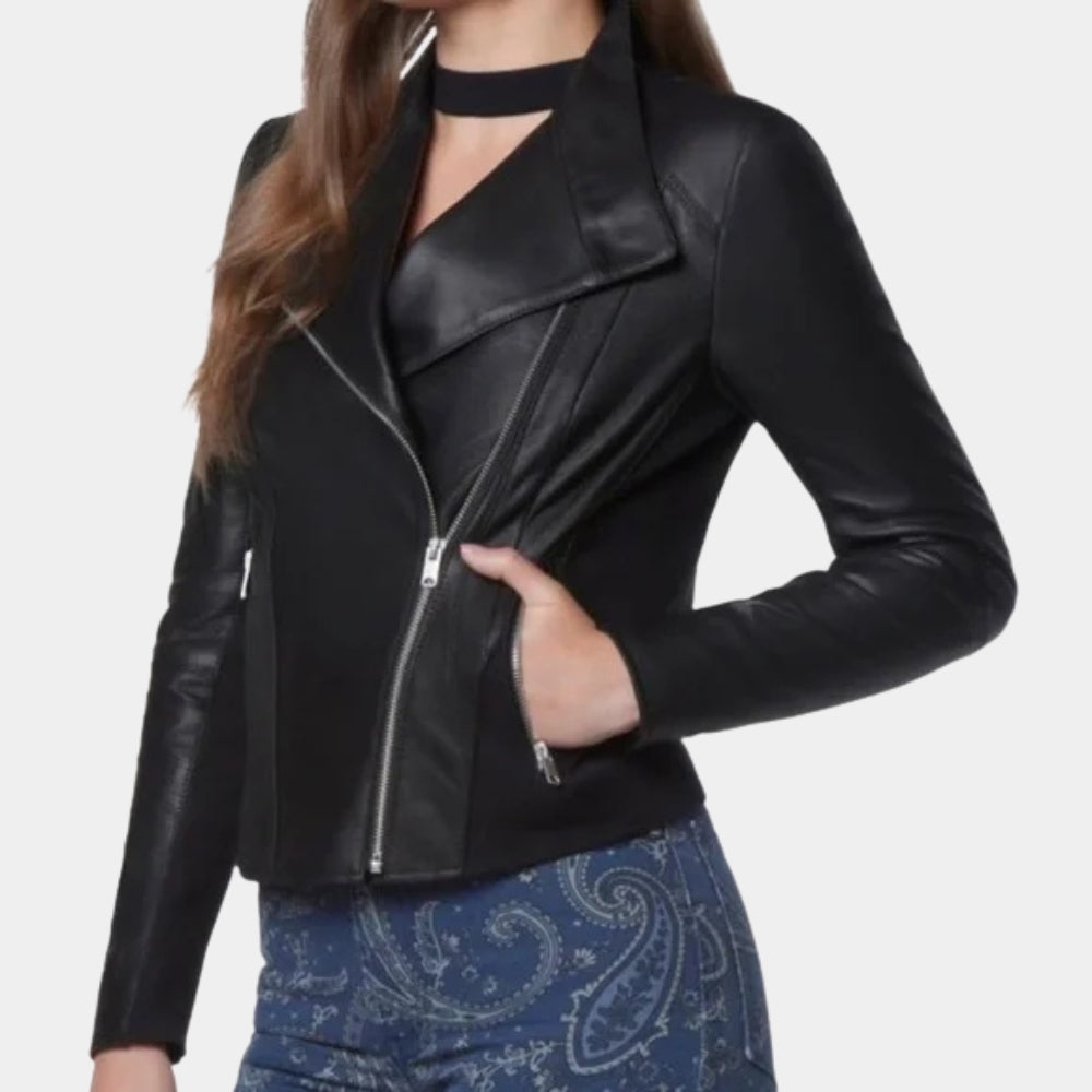 Formal Jacket&nbsp; Women's Black Leather Jacket - Side View