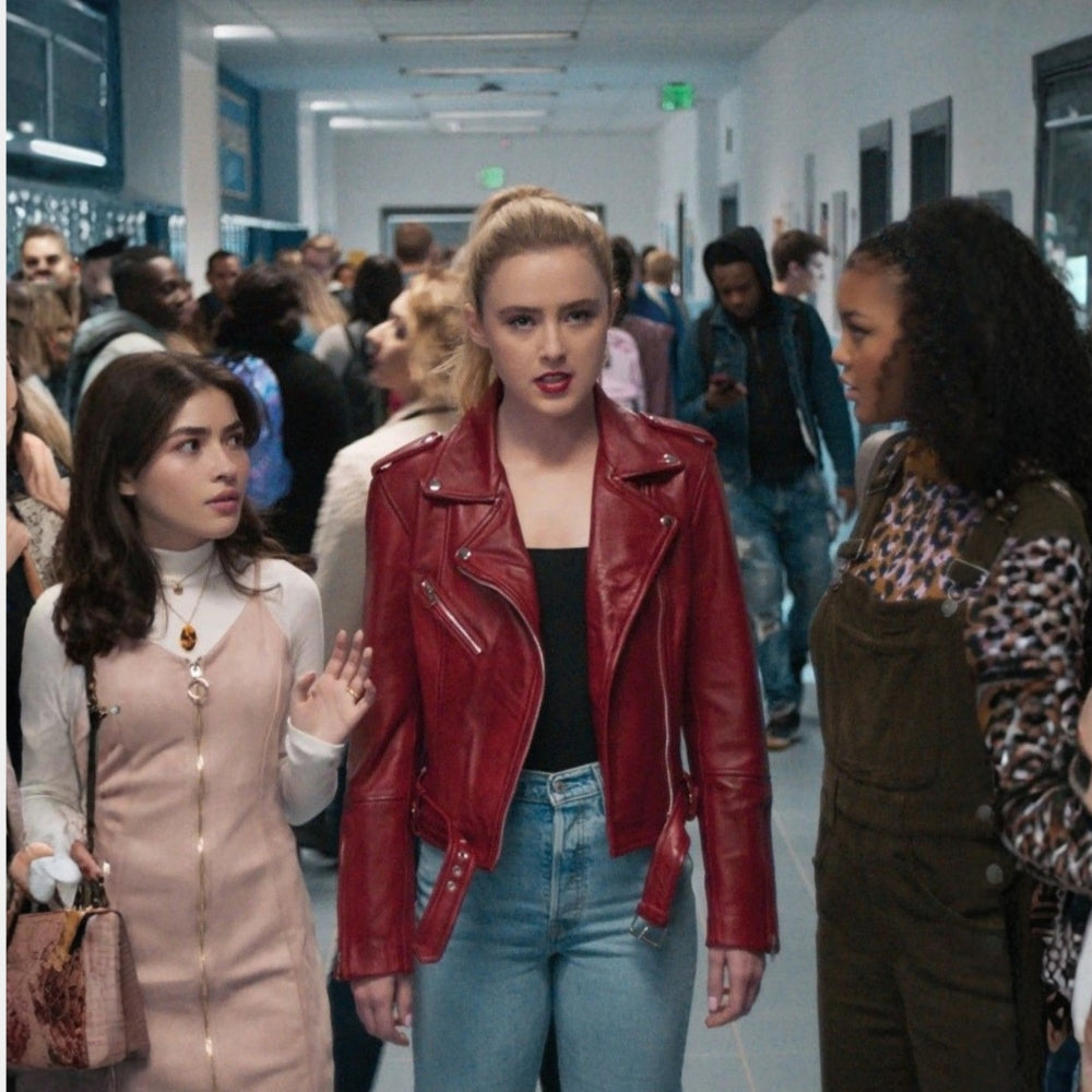 Freaky  Millie Kessler Red Biker Style Leather Jacket - Character Front View