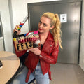 Freaky  Millie Kessler Red Biker Style Leather Jacket - Front View