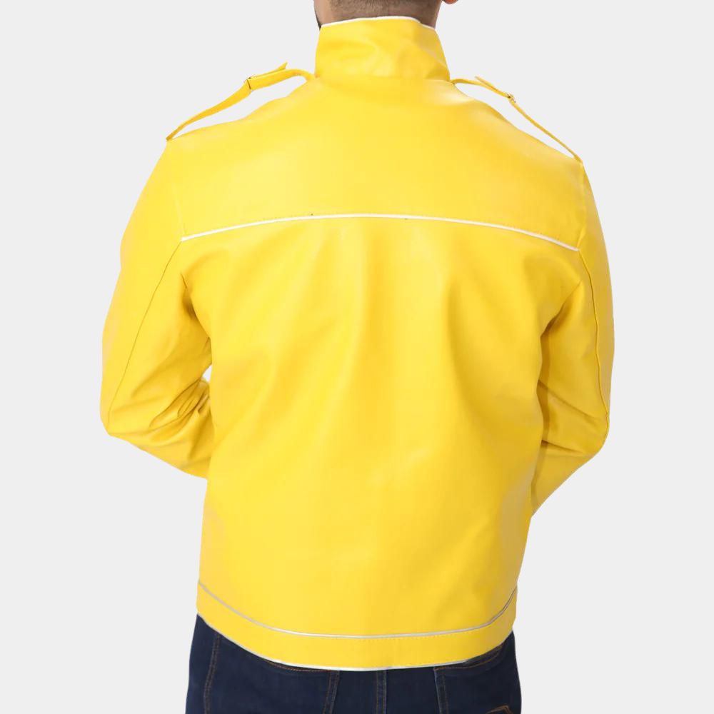 Freddie Mercury Queen Yellow Leather Jacket - Back View
