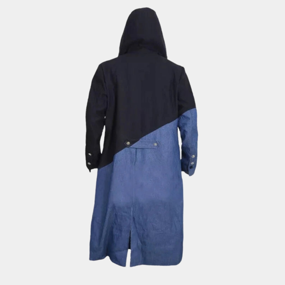 Free Guy  Antoine aka Taika Waititi Blue Denim Trench Coat - Mannequin Back View
