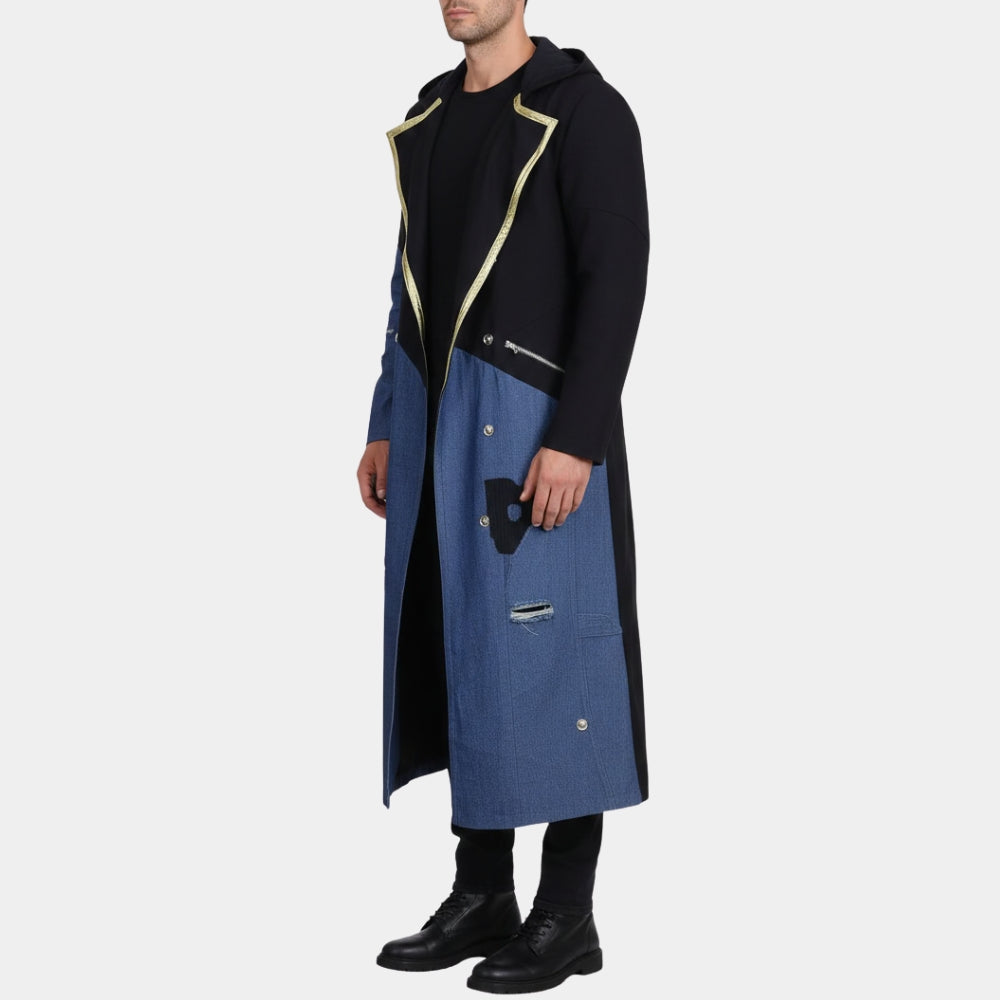 Free Guy  Antoine aka Taika Waititi Blue Denim Trench Coat - Side View