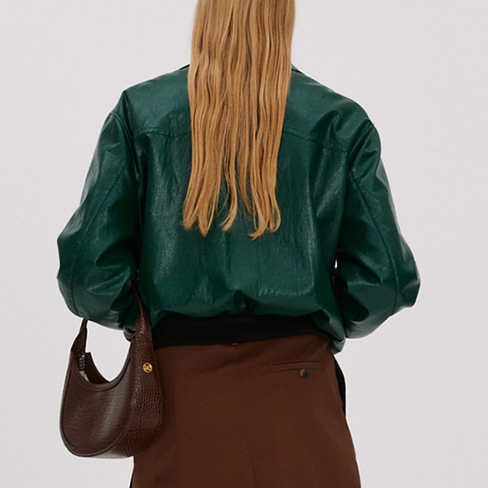 GRASSE 70s Style Vintage Leather Bomber Jacket - Character Back View