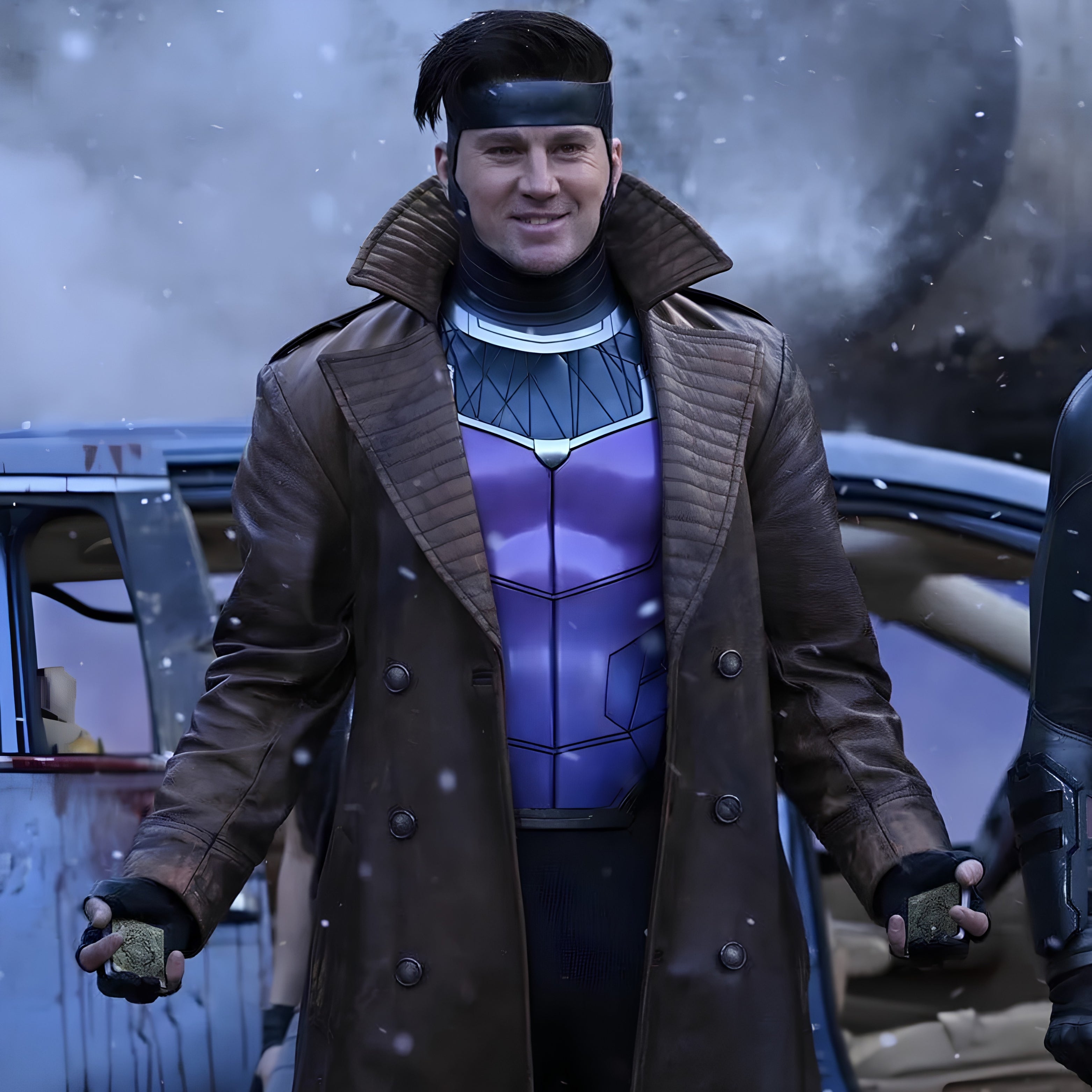 Gambit Brown Leather Trench Coat