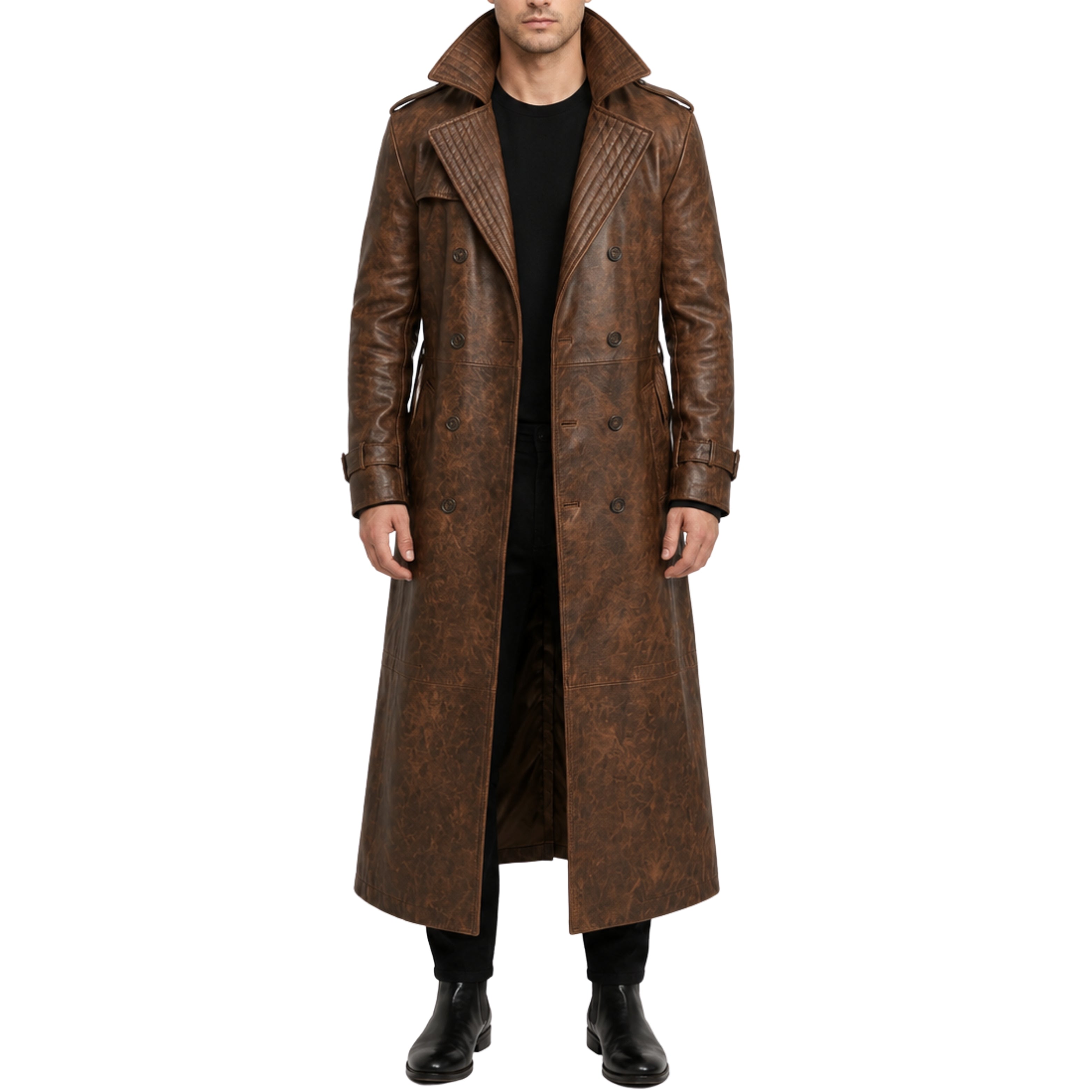 Gambit Brown Leather Trench Coat