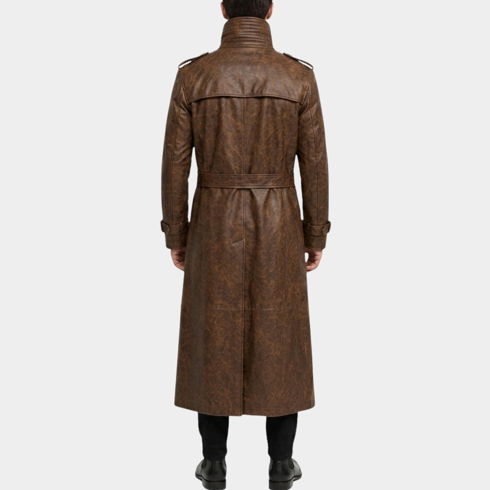 Gambit Brown Leather Trench Coat