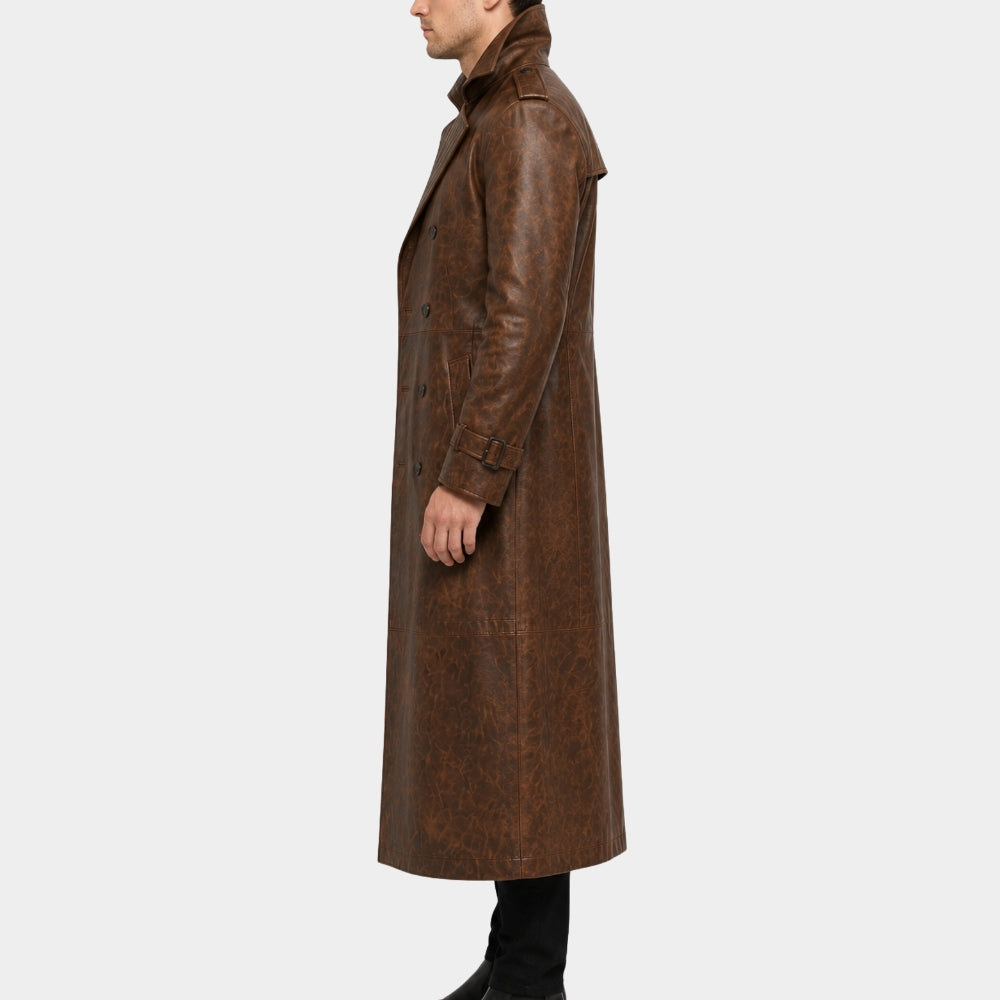 Gambit Brown Leather Trench Coat
