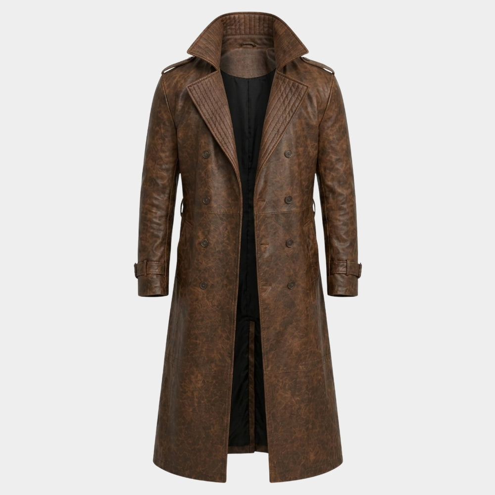 Gambit Brown Leather Trench Coat
